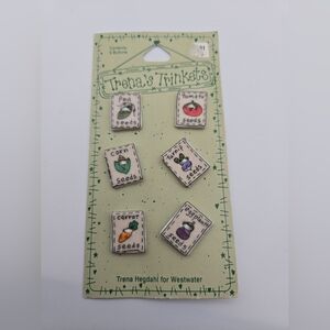 🌱 Vintage Trena’s Trinkets Seed Packet Buttons | Set of 6 | 1996 Westwater